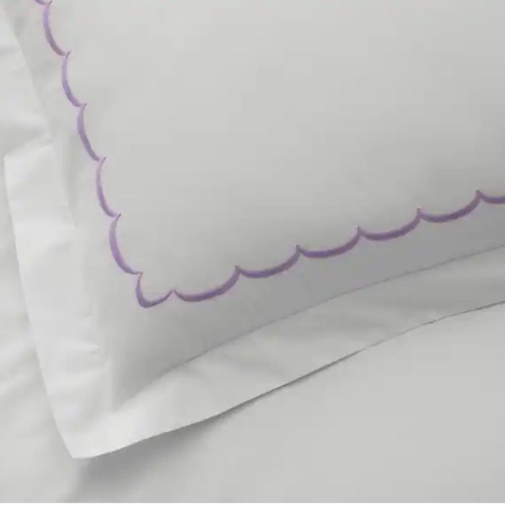 New The Company Store Euro Embroidered Scallop Lavender Geometric Sham